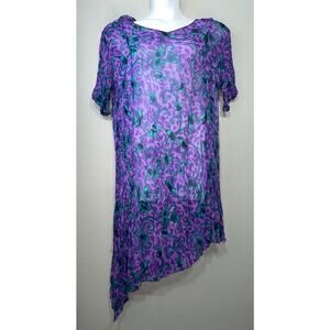 Lolette Size XL Purple Sheer Crinkle Asymmetrical Dress Fairy Artsy Ethereal